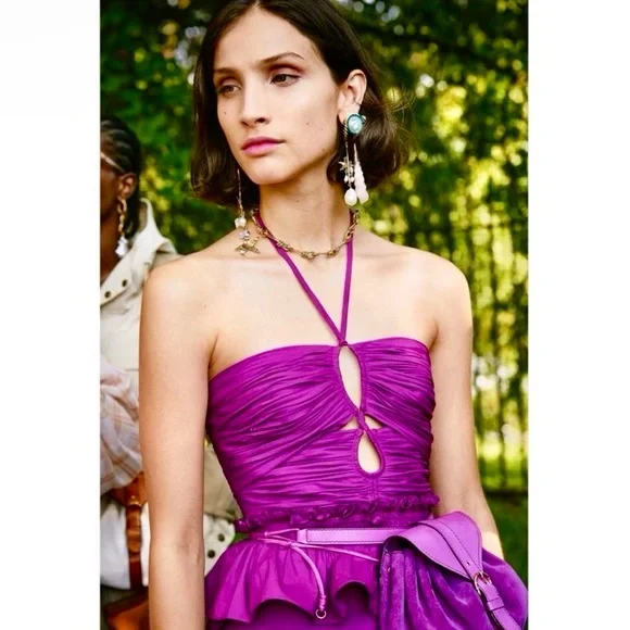 🌺🎉HP🎉🌺 NWT Ulla Johnson Ella Cutout Halter Dress Orchid - Picture 2 of 16